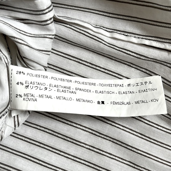 Zara Basic long sleeve blouse. White with grey and silver pinstripes. - Picture 8 of 10